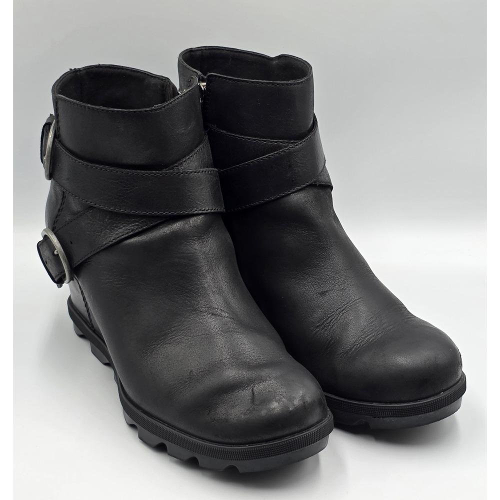 Sorel Women's Size 11 Joan of Arctic Wedge II Waterproof Black Buckle Zip Boots